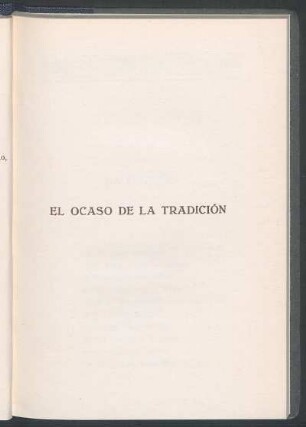 El ocaso de la tradición