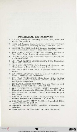 Porzellane und Fayencen (Nr. 1-49)