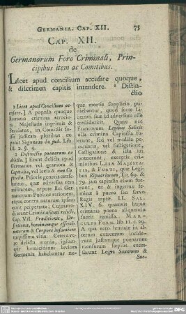 Cap. XII. de Germanorum Foro Criminali, Princibus item ac Comitibus