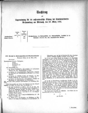 Anlage: Nachtrag zur Tagesordnung, 26. März 1881