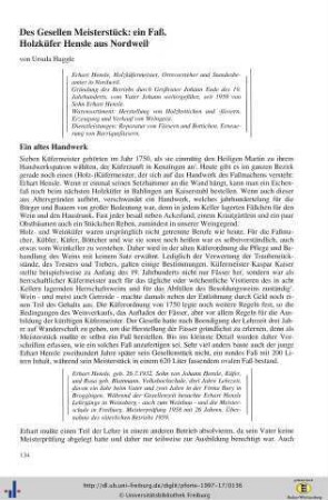 Des Gesellen Meisterstück: ein Faß. Holzküfer Hensle aus Nordweil