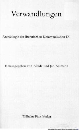 Verwandlungen : [Beiträge einer Tagung, die vom 11. bis 13. September 2003 in Maurach am Bodensee stattfand]