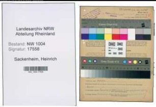 Entnazifizierung Heinrich Sackenheim , geb. 21.07.1899 (Kontrolleur)