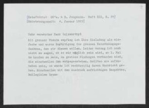 Brief von Gerhart Hauptmann an John Galsworthy
