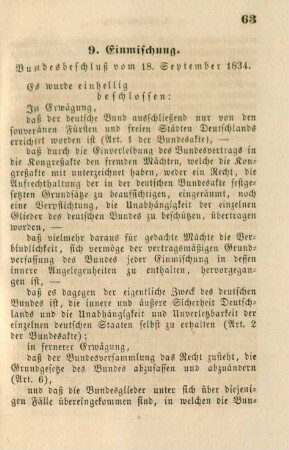9. Einmischung. Bundesbeschluß vom 18. September 1834