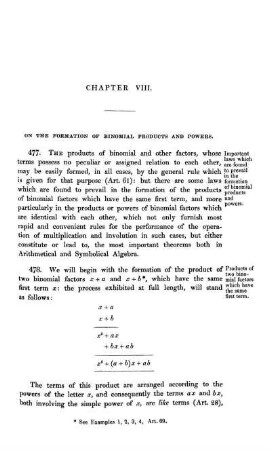 Chapter VIII. On the formation of binomial products and powers.