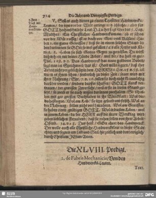 Die XLVIII. Predigt. 2. de Fabris Mechanicis; Von den Handwercks-Leuten