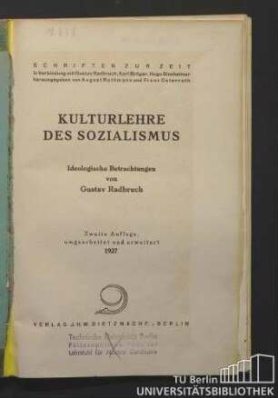 Kulturlehre des Sozialismus : ideologische Betrachtungen
