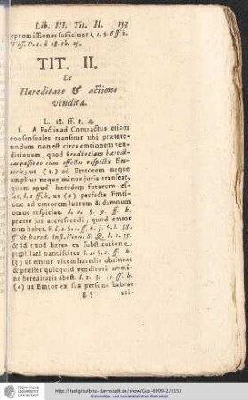 LIB. III. TIT II. De Hareditate & actione vendita