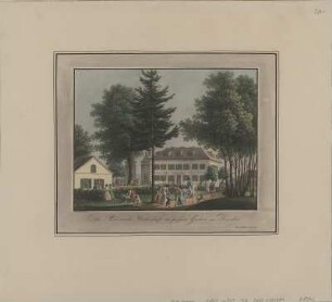 Ansicht der Pickertschen Wirtschaft im Großen Garten zu Dresden, Umrißradierung, um 1815 : Die Pickert'sche Wirthschaft im großen Garten zu Dresden / gest. v. Richter. - Dresden : Kleist , [um 1815]. - 1 Kunstbl. : aquarellierte Umrißradierung ; 21 x 16 cm