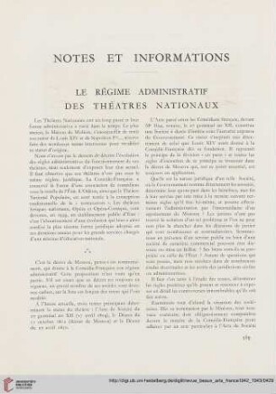 Le régime administratif des théatres nationaux