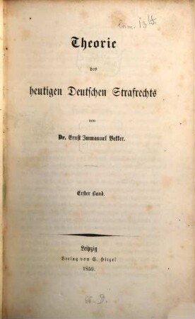 Theorie des heutigen deutschen Strafrechts, 1