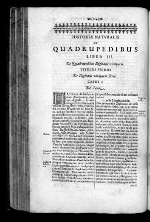 Liber III. De Quadrupedibus Digitatis viviparis