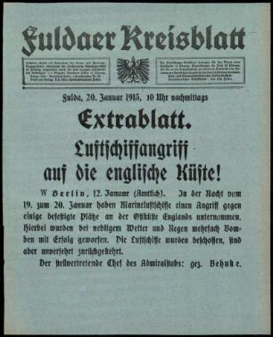 Dritte Ausgabe vom Mittwoch, den 20. Januar 1915.