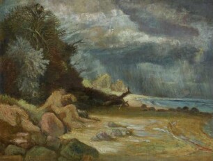 Strand mit aufziehendem Unwetter