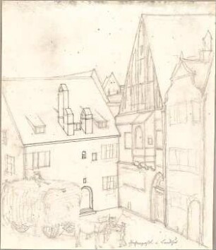 Hoffstadt, Friedrich; Kassette 2: Mappe II.5, Wohnhäuser (1123-1141) - Pfaffengasse in Landshut (Perspektive)