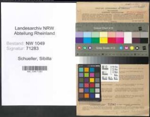 Entnazifizierung Sibilla Schueller , geb. 16.12.1891 (Lehrerin)