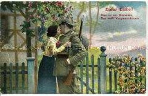 Postkarte mit Soldatenmotiv und Vers