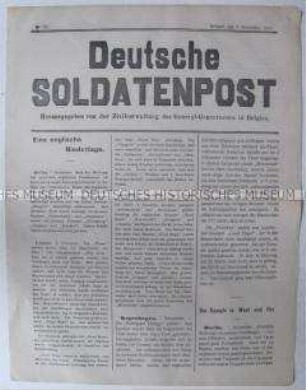 Tageszeitung für die deutschen Truppen im besetzten Belgien "Deutsche Soldatenpost"