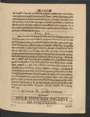 Caput V. Et Ultimum Quatenus Minae Indicium Faciant Ad Torturam.
