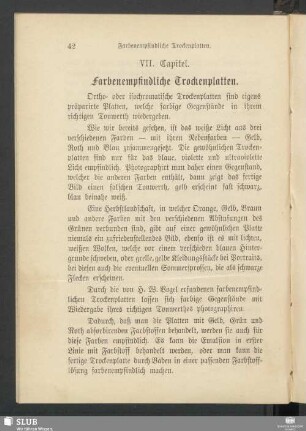 VII. Capitel. Farbenempfindliche Trockenplatten