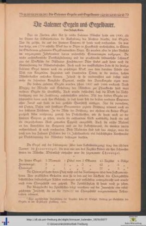 Die Salemer Orgeln und Orgelbauer.