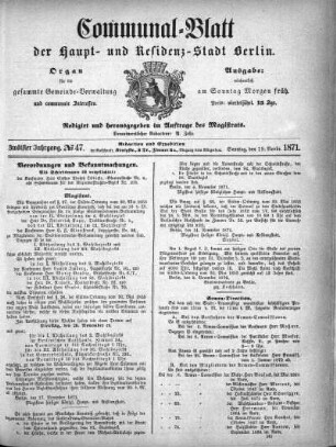1871,47: No. 47, 19. November 1871