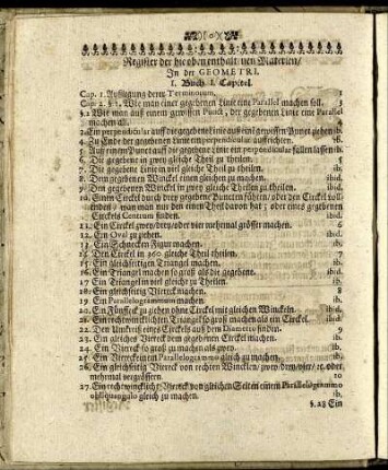 Register der hie oben enthaltenen Materien