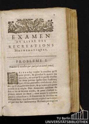 Examen Dv Livre Des Recreations Mathematiqves.