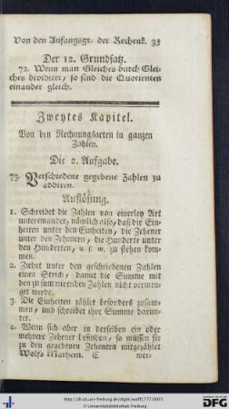 Von den Rechnungsarten in ganzen Zahlen.