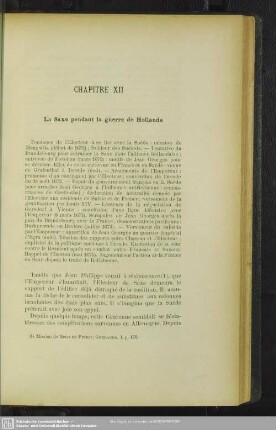 Chapitre XII, La Saxe pendant la guerre de Hollande