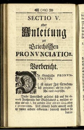 Sectio V. oder Anleitung zur Griechischen Pronunciation.