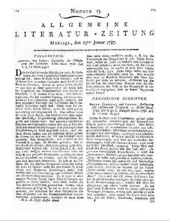 [Adelung, J. C.]: Geschichte der Philosophie für Liebhaber. Bd. 1. Leipzig: Junius 1786