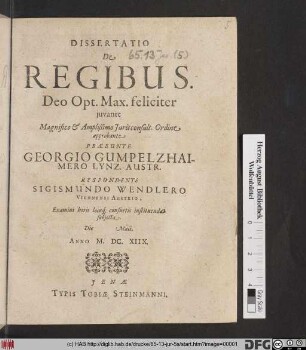 Dissertatio De Regibus