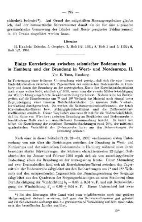 Einige Korrelationen zwischen seismischer Bodenunruhe in Hamburg und der Brandung in West- und Nordeuropa. II.