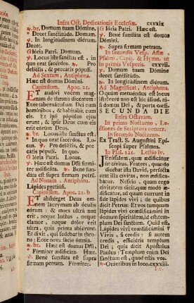cxxxix-cli, Infra Octav. Dedicationis Ecclesiae