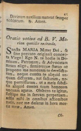 Oratio votiva ad B. V. M.