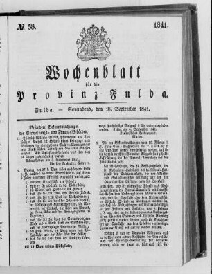 Nr. 38, Ausgabe vom 18. Setember 1841 [S. 679/678 fehlt]