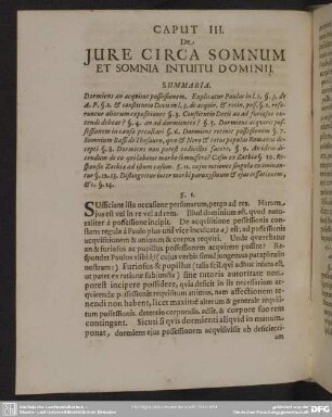 Caput III. De Jure Circa Somnum Et Somnia Intuitu Dominii