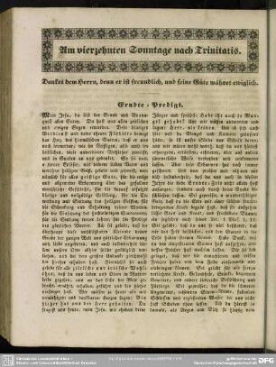 Am vierzehnten Sonntage nach Trinitatis