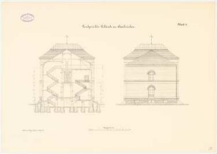 Landgericht, Saarbrücken: Querschnitt, Hinteransicht 1:100