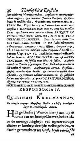 Responsoria IV. ad Quirinum Kuhlmannum