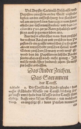 Das Ander Zeichen. Das Sacrament der Tauff.