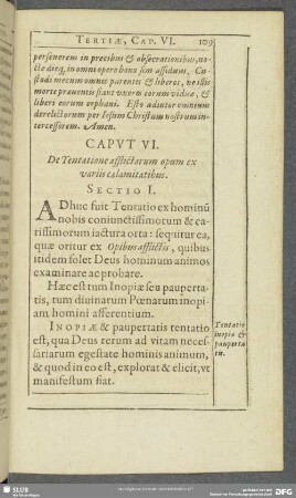 Caput VI. De Tentatione afflictarum opum ex variis calamitatibus