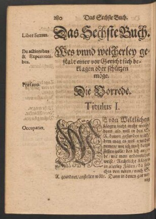 Das Sechste Buch. Wes unnd welcherley gestalt einer vor Gericht sich beklagen oder schützen möge.