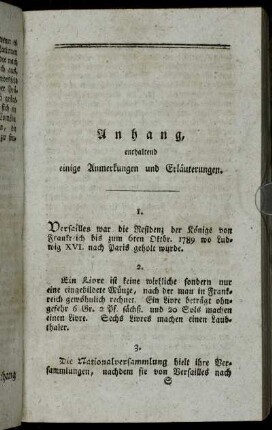 Anhang enthaltend einige Anmerkungen und Erläuterungen