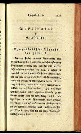 Supplement zu Classe IV. Sympathetische Theorie des Fiebers.