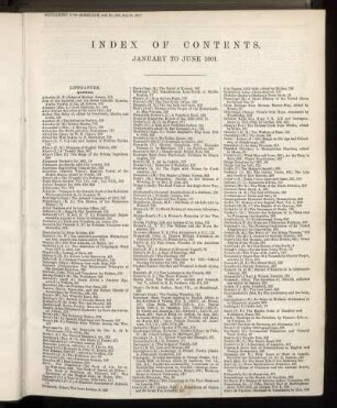 Index of Contents. January to June 1901.