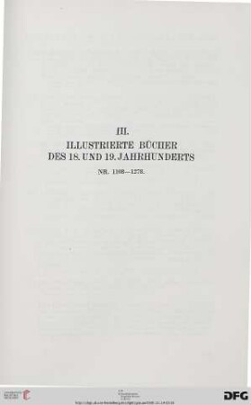 III. Illustrierte Bücher des 18. und 19. Jahrhunderts (Nr. 1108-1278)