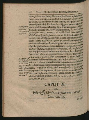 Caput X. De Interesse Controversiarum circa Contractus.